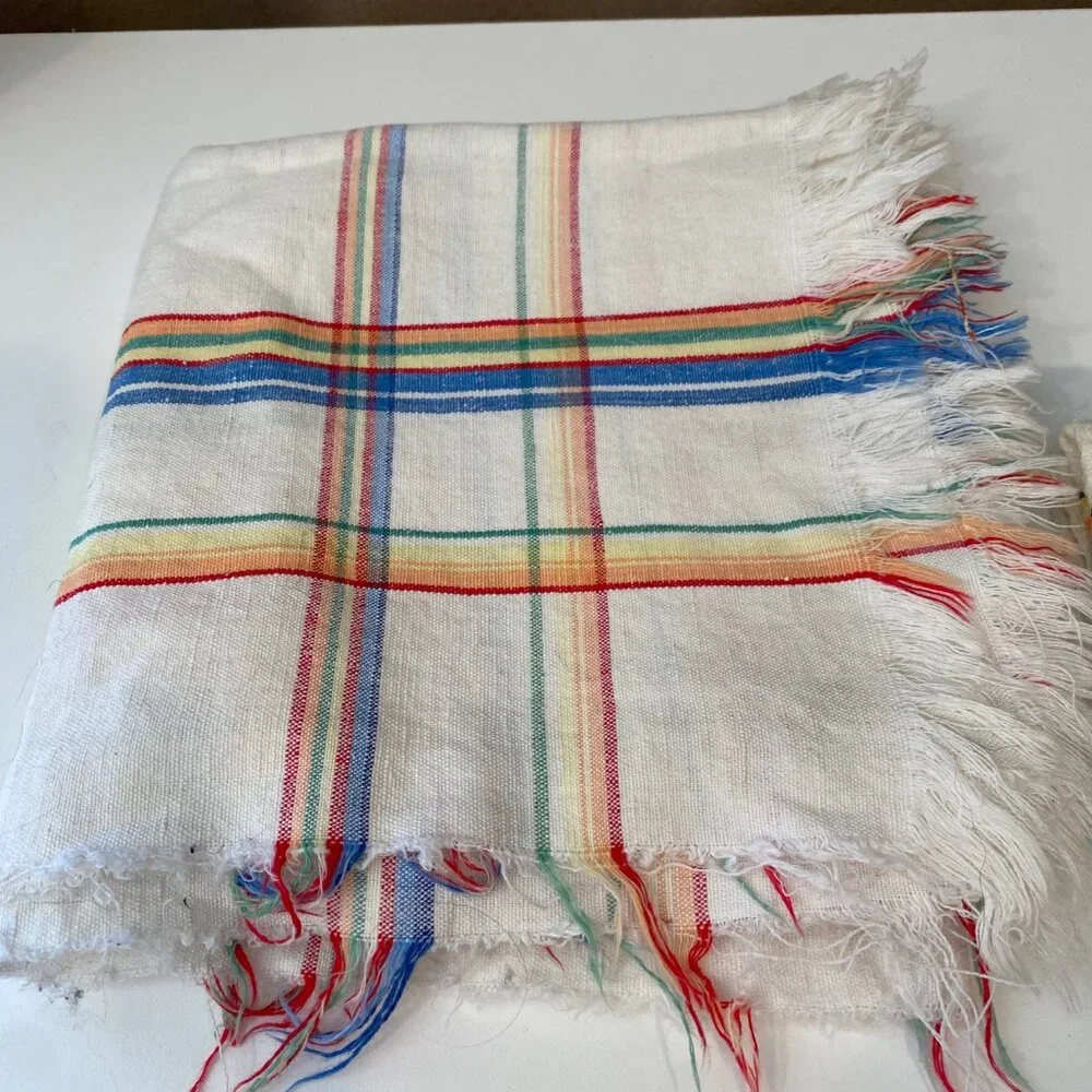 VTG Turkish Tablecloth & 4‎ Cotton Napkins Striped Picnic Set 5 Pc